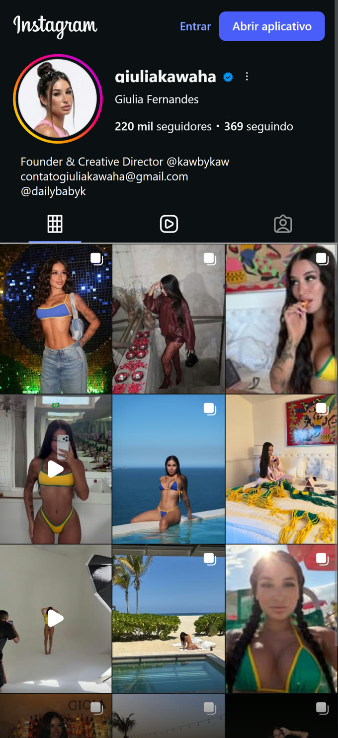 Perfil de @giuliakawaha no Instagram